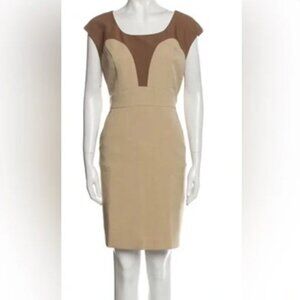 NEW wTAGS DOLCE & GABBANA RARE Vintage Colorblock Tan Brown Sheath Dress US 10